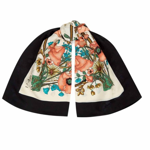 Gucci Silk Floral Scarf with Slight Shimmer - Picture 5 of 14